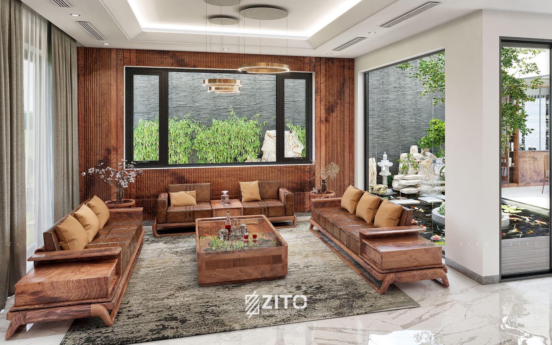 Sofa gỗ phòng khách nhà phố ZG 168